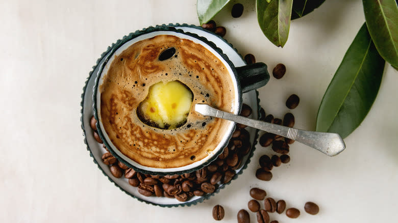 butter melting in coffee