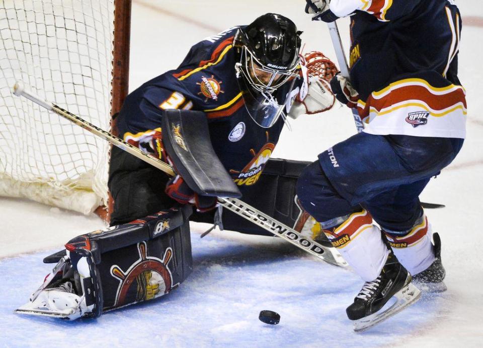 Kyle Rank was a star for the Peoria Rivermen in the net, twice named SPHL Goaltender of the Year.