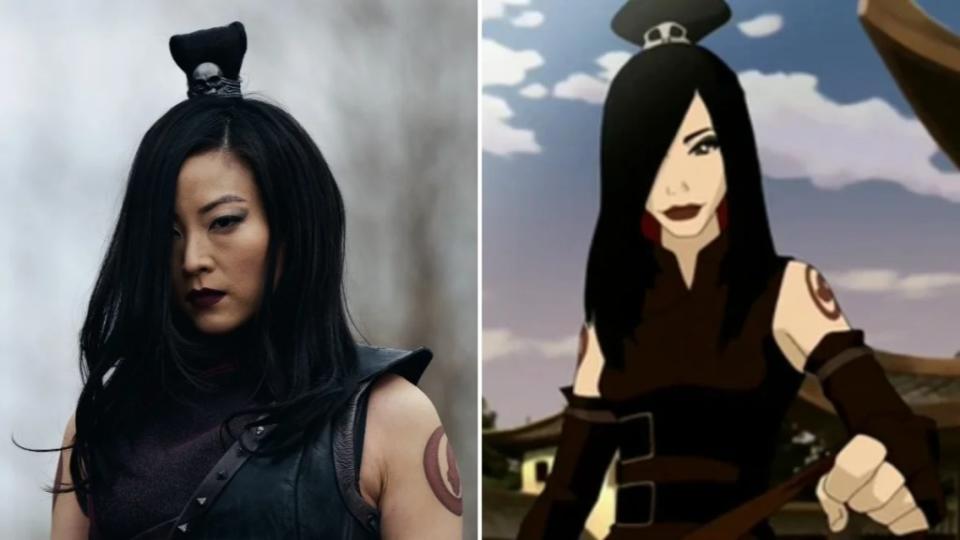 L-R: June (Arden Cho) in the Netflix "Avatar: The Last Airbender" and the animated June from the Nickelodeon series