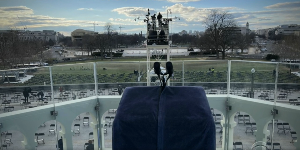 A view from the lectern at the U.S. Capitol during preparations for the inauguration of President-elect Joe Biden. / Credit: CBS News