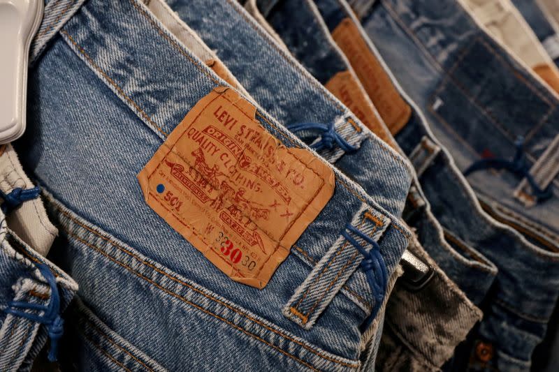 FILE PHOTO: The Levi's tag is seen on pants hanging in a Levi Strauss store in New York