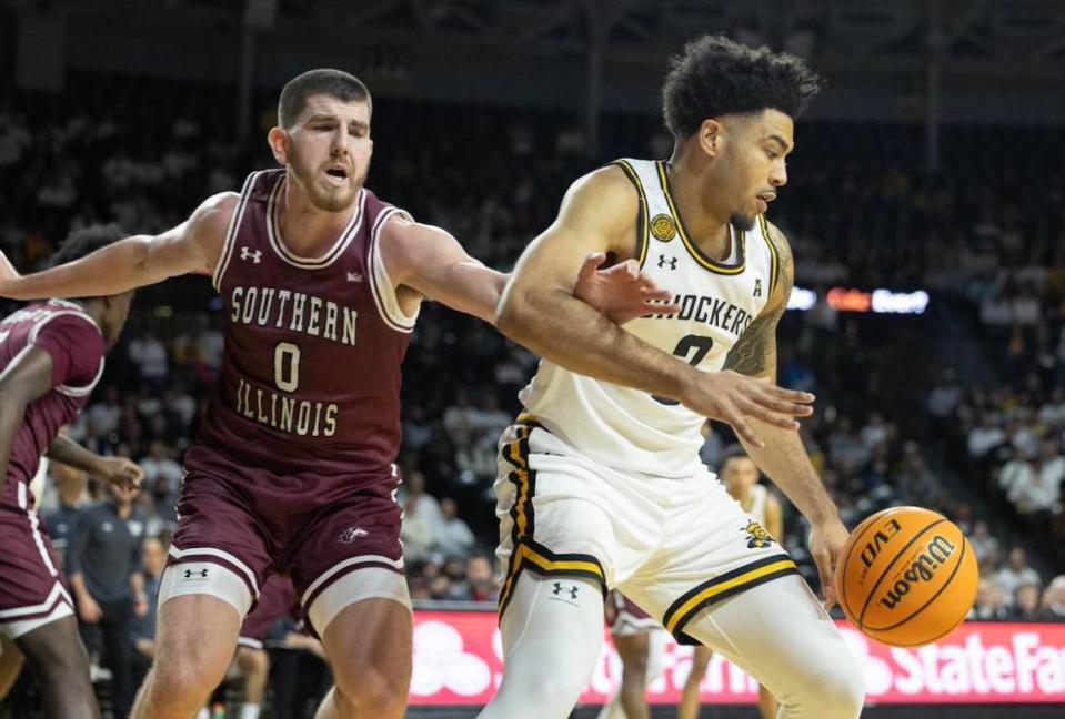 Wichita State junior Ronnie DeGray III makes a move against Southern Illinois defense in Saturday’s game at Koch Arena. Travis Heying/The Wichita Eagle