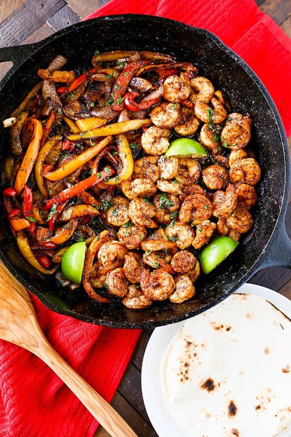 Cast Iron Skillet Shrimp Fajitas