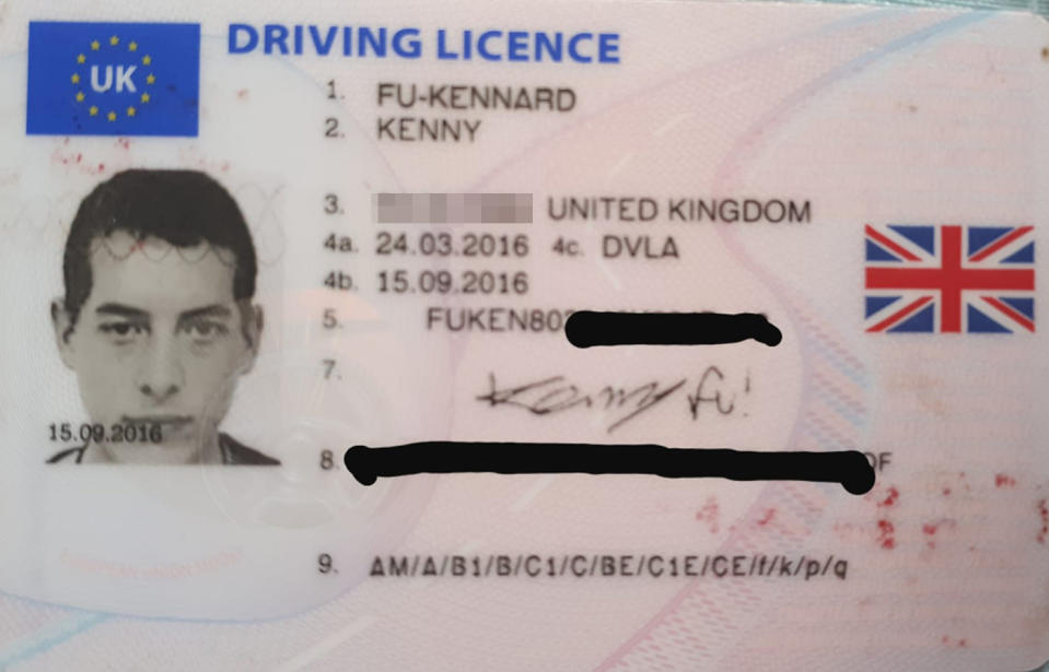 Kenny Fu-Kennard had no trouble being granted a drivers licence in his new name after changing his surname by deed poll in 2016. Source: Facebook / Kenny fu-Kennard  