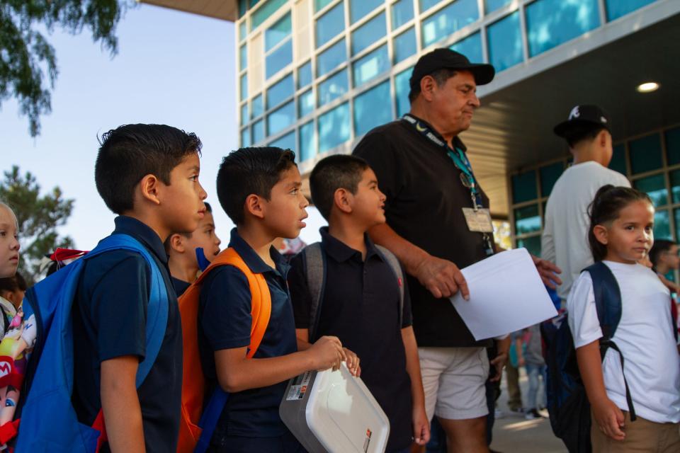 Students get ready for the first day of classes as the fall 2023 semester started on Monday in the El Paso Independent School District.