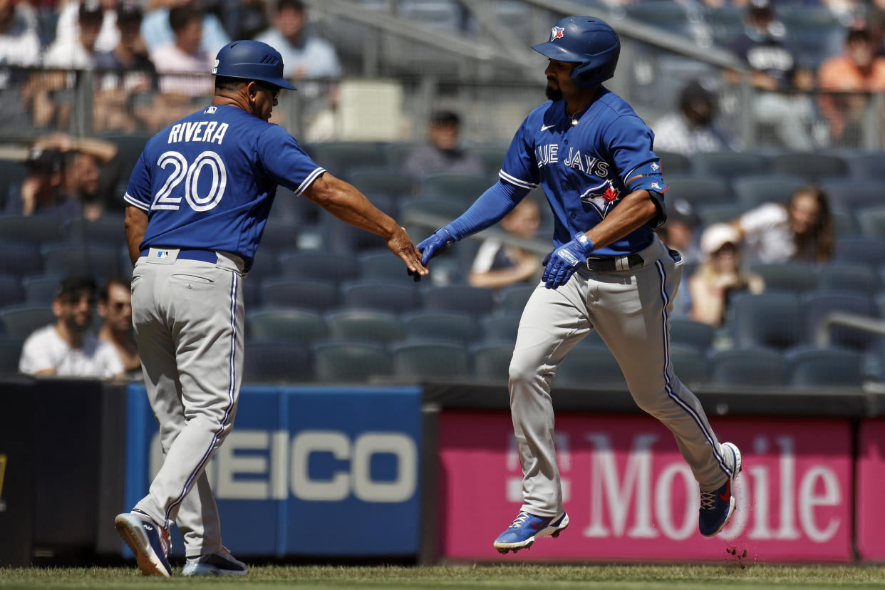 Marcus Semien and the Blue Jays are on a roll. (AP Photo/Adam Hunger)