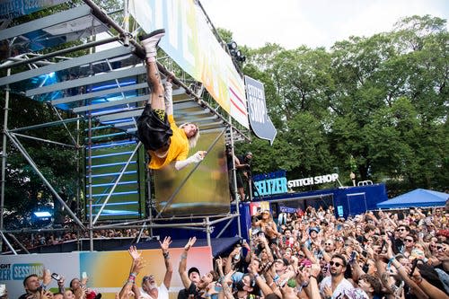 Machine Gun Kelly performs a surprise set on the Bud Light Seltzer Sessions stage on Day 3 of the Lollapalooza Music Festival on Saturday, July 31, 2021, at Grant Park in Chicago.