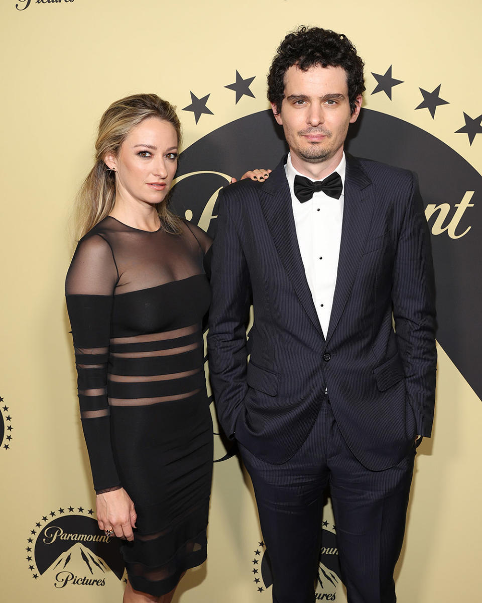 Olivia Hamilton and Damien Chazelle attend Paramount Pictures' Oscars After Party at Mother Wolf on March 12, 2023 in Los Angeles, California.