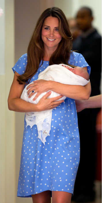 kate middleton light blue polka dot baby