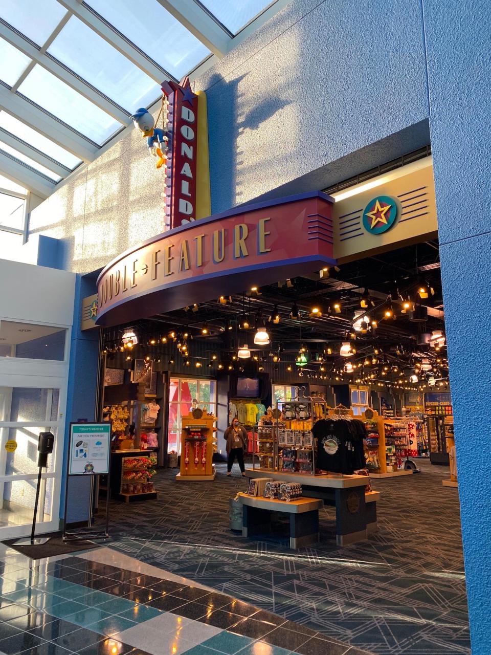 A view of the Donald's Double Feature gift shop at Disney World's All-Star Movies resort.