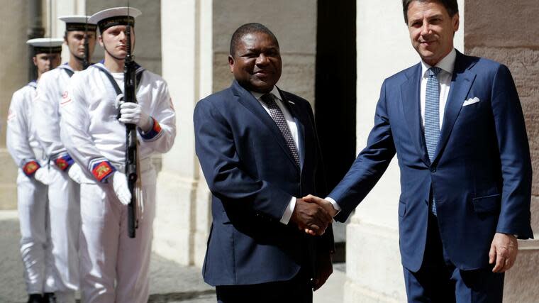 Mosambiks Präsident Filipe Nyusi trifft Italiens Premierminister Giuseppe Conte. Foto: dpa