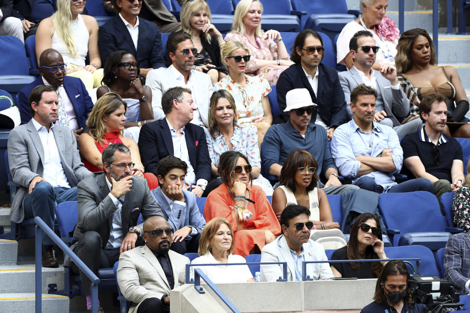 Al Roker,Henrik Lundqvist,Brad Pitt,Bradley Cooper,Gayle King,Peter Hermann,Savannah Guthrie,Mariska Hargitay,Daymond John,20210912 Novak Djokovic v Daniil Medvedev (Allison Joseph / USTA via AP)