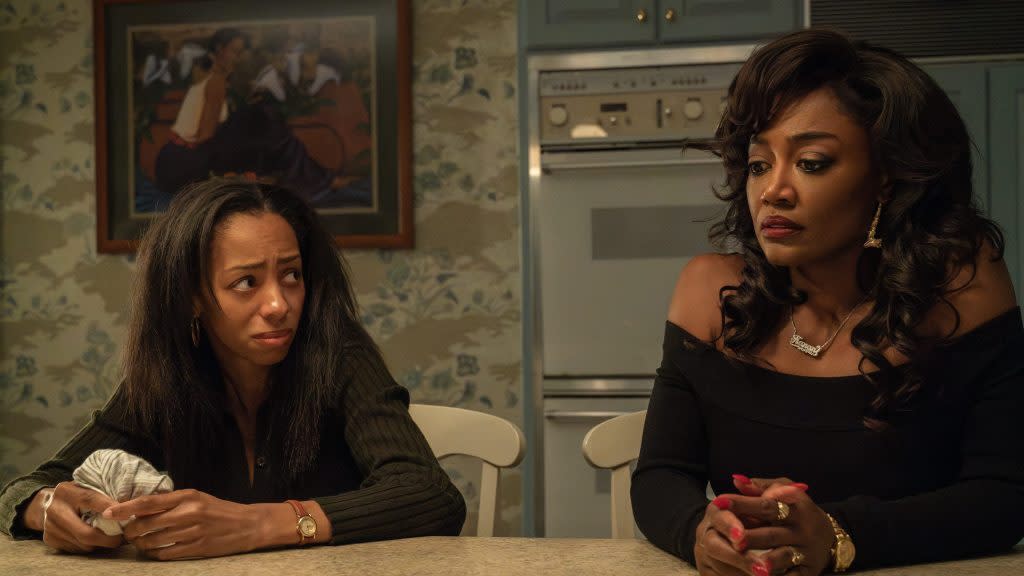 Christiani Pitts, left, as Pernessa Reed and Patina Miller as Raquel Thomas in “Power Book III: Raising Kanan.” (Courtesy of Starz)