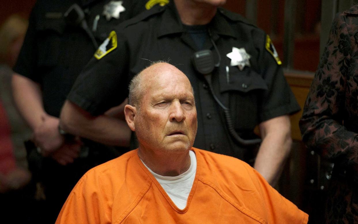 Joseph James DeAngelo, 72, who authorities said was identified by DNA evidence as the serial predator dubbed the Golden State Killer, appears at his arraignment in California Superior court in Sacramento - REUTERS