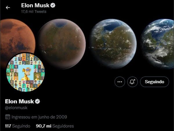 Elon Musk coloca Bored Ape como foto de perfil do Twitter