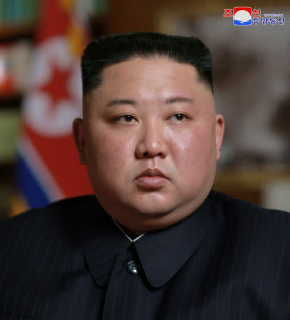 North Korean leader Kim Jong Un is elected as Chairman of the State Affairs Commission of the Democratic People's Republic of Korea at the first session of the 14th Supreme People's Assembly (SPA) in Pyongyang April 11, 2019 photo released on April 12, 2019 by North Korea's Korean Central News Agency (KCNA). KCNA via REUTERS