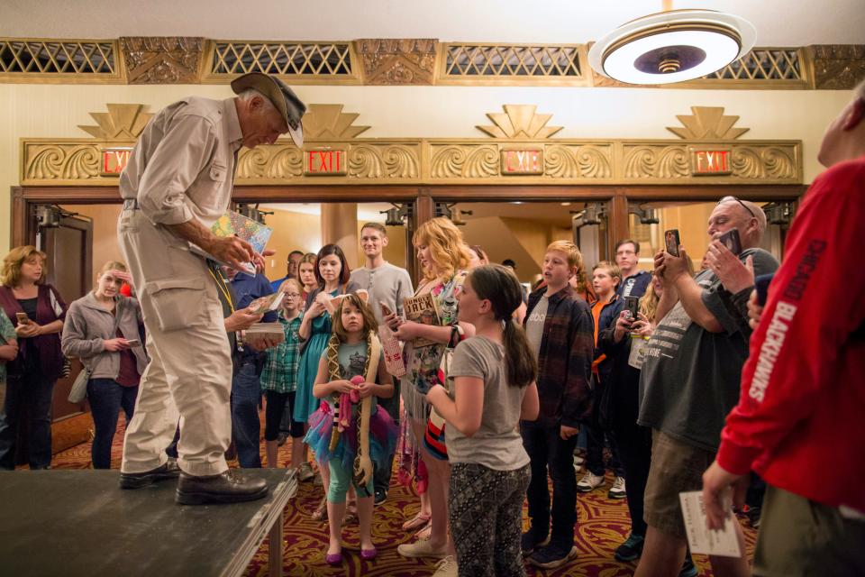 Jack Hanna signs autographs following the "Jack Hanna Into the Wild" show on April 28, 2018 at the F.M. Kirby Center for the Performing Arts in Wilkes-Barre, Pennsylvania.