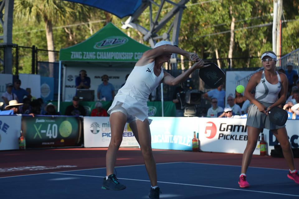 Action from the final day at the Minto US Open Pickleball Championships in Naples on Saturday, April 20, 2024. The pro mixed doubles and pro doubles matches were played.