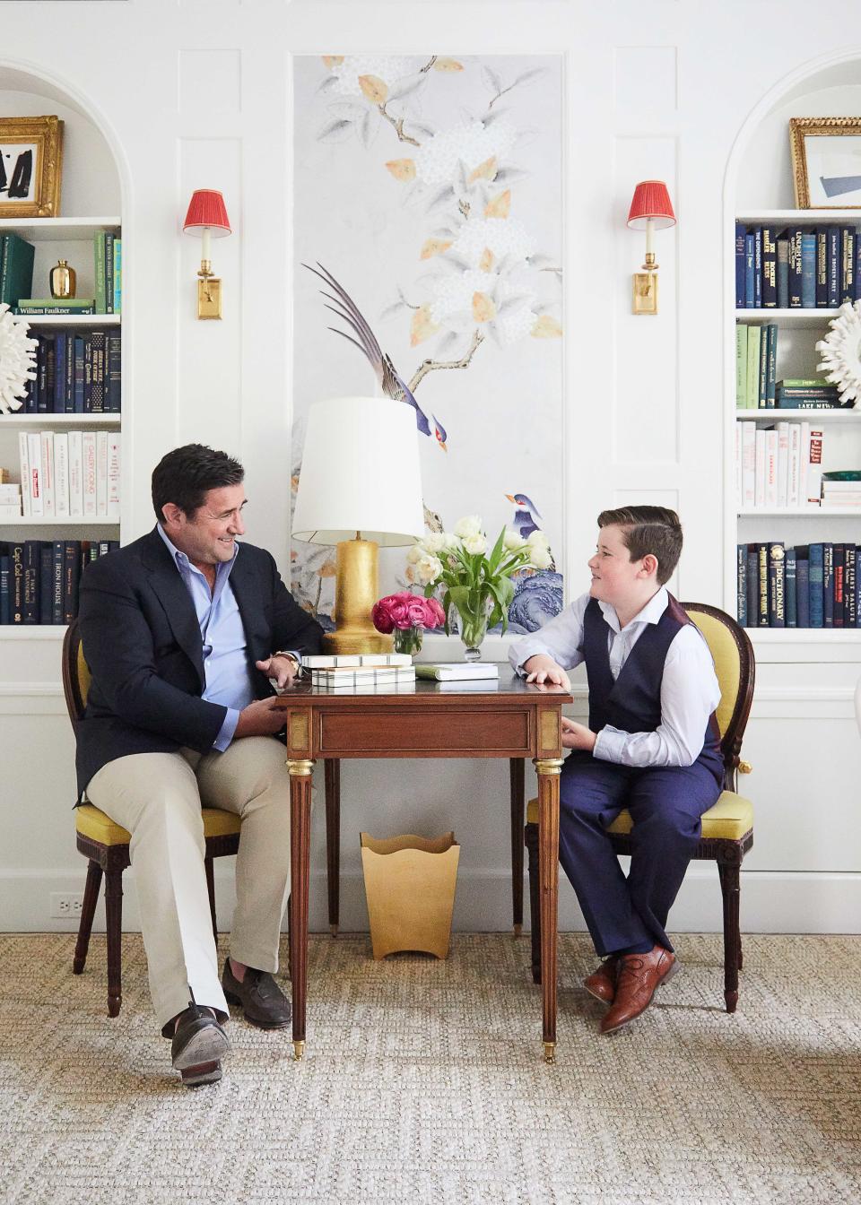 Graham Gilbert and David Phoenix (shown here in Paloma Contreras's contribution to the Kips Bay Decorator Show House) met in West Palm Beach this February.