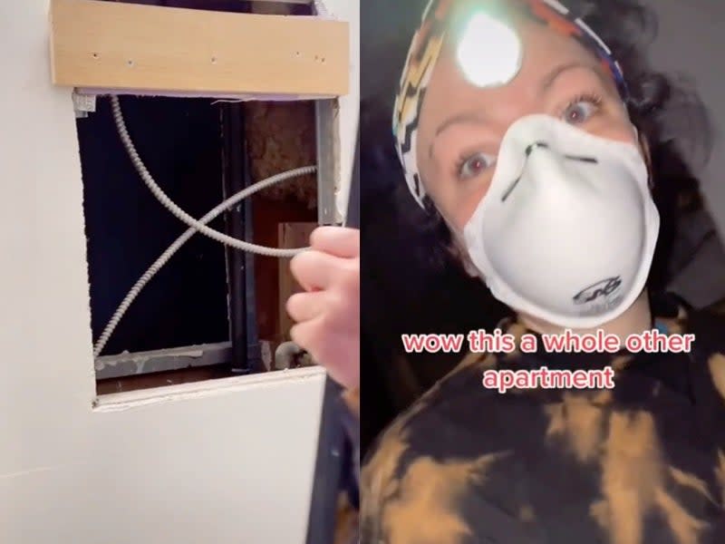 Woman finds entire apartment through mirror in the bathroom of her NYC apartment  (TikTok / Samantha Hartsoe)