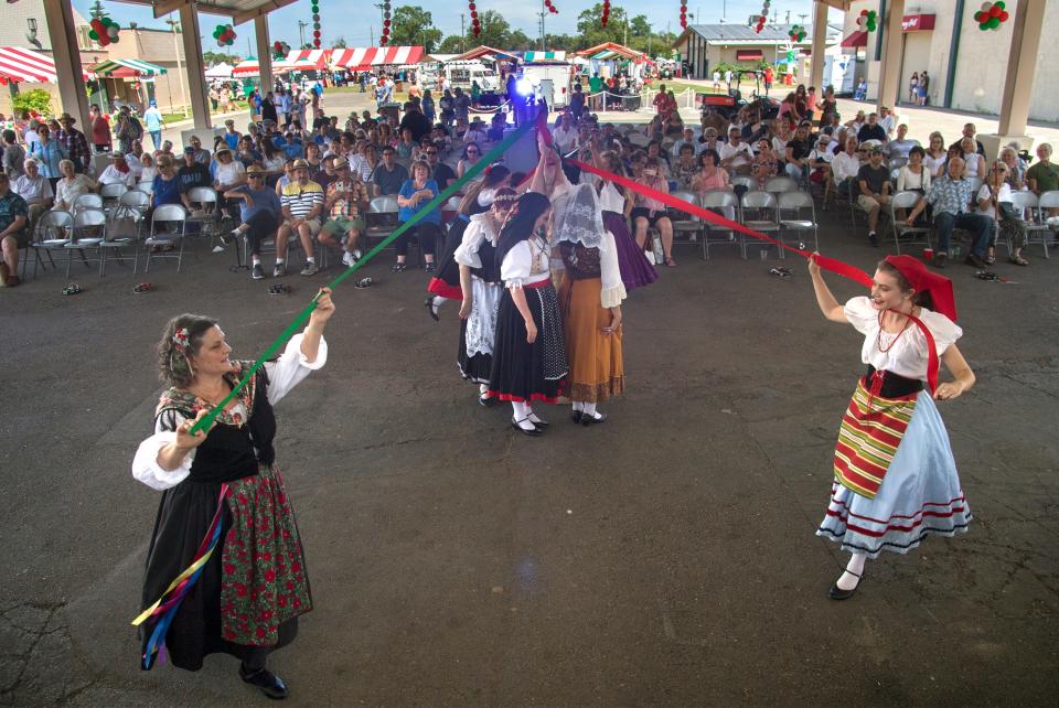 Members of the Sacramento-based Balliamo dance group perform traditional Italian dances at the annual Festa Italiana on June 9, 2019, at the Lodi Grape Festival grounds in Lodi.