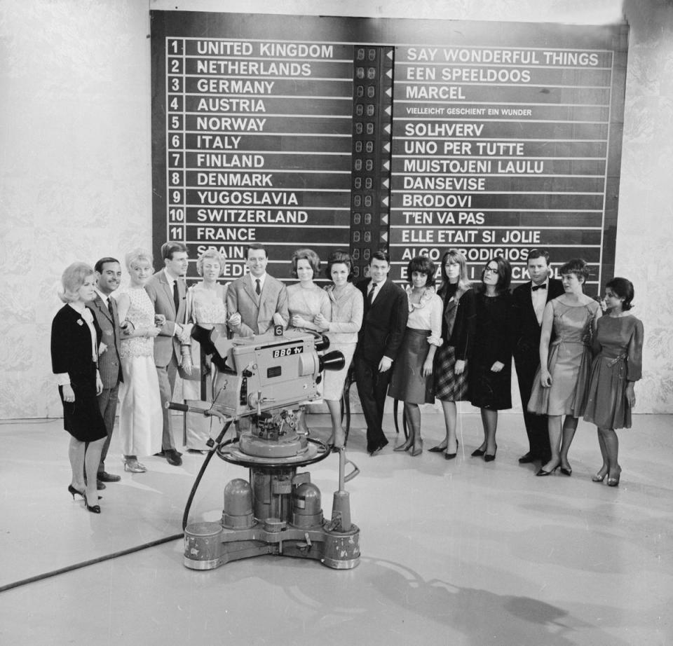The UK has won Eurovision five times in the show’s 67 year history, including in 1963, when all the contestants gathered for this snap (Getty Images)