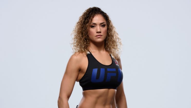 Pearl Gonzalez will not make her UFC debut this weekend after a rule forced her out of the fight. (Getty)