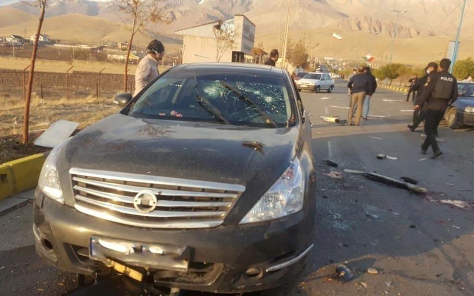 A view shows the scene of the attack that killed prominent Iranian scientist Mohsen Fakhrizadeh, outside Tehran - WANA/Reuters