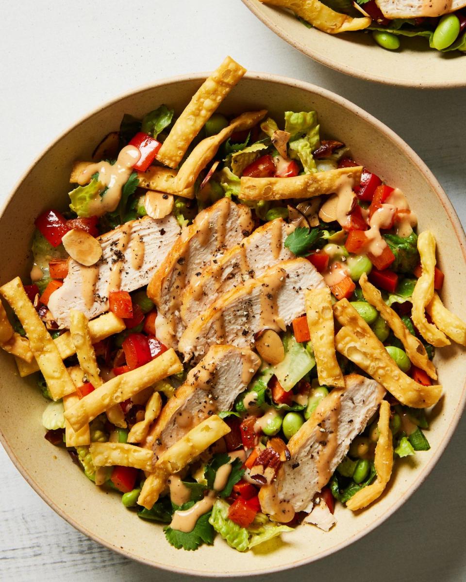 panera thai chicken salad in a bowl