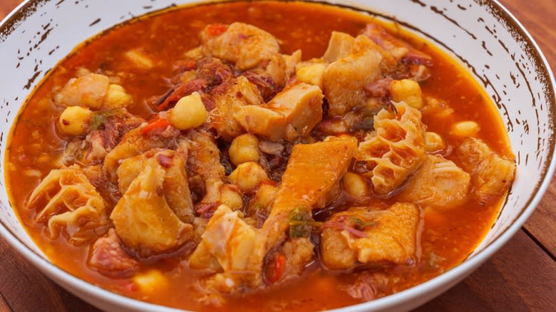 Spanish tripe stew in bowl