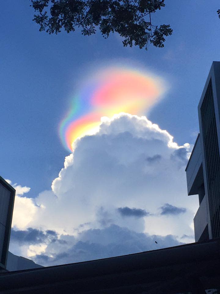 The fire rainbow lasted for 15 minutes (Picture: Nathalie Delbecq/Facebook)