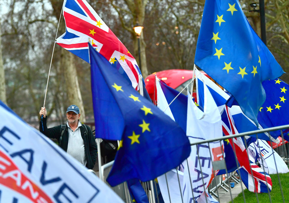 Protesters have been a constant outside the Houses of Parliament, London, since the EU referendum was decided. (PA)