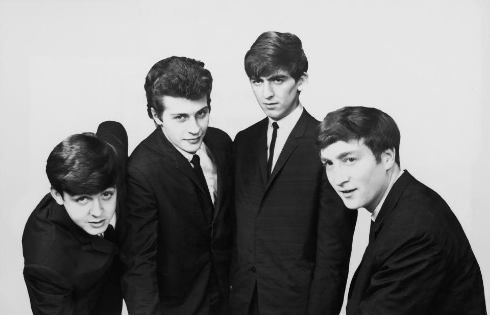 An early portrait of the British rock group The Beatles. Left to right: Paul McCartney, Pete Best, George Harrison (1943 - 2001) and John Lennon (1940 - 1980).    (Photo by Hulton Archive/Getty Images)