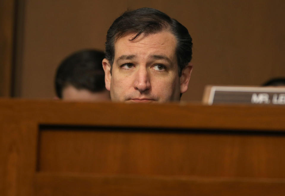 WASHINGTON, DC - APRIL 22:  Sen. Ted Cruz (R-Texas) listens to testimony during a Senate Judiciary Committee hearing on April 22, 2013 in Washington, DC.The committee is hearing testimony on border security, economic opportunities and the Immigration Modernization Act.  (Photo by Mark Wilson/Getty Images)