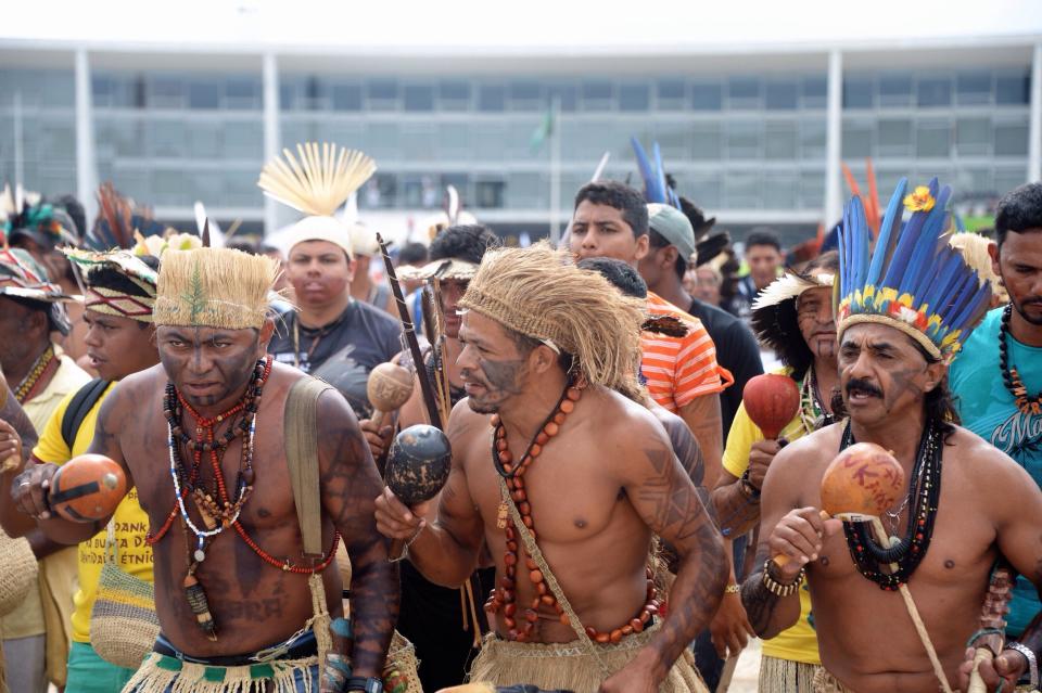 Earlier, Brazilian natives from different ethnic groups had protested in front of the Planalto palace