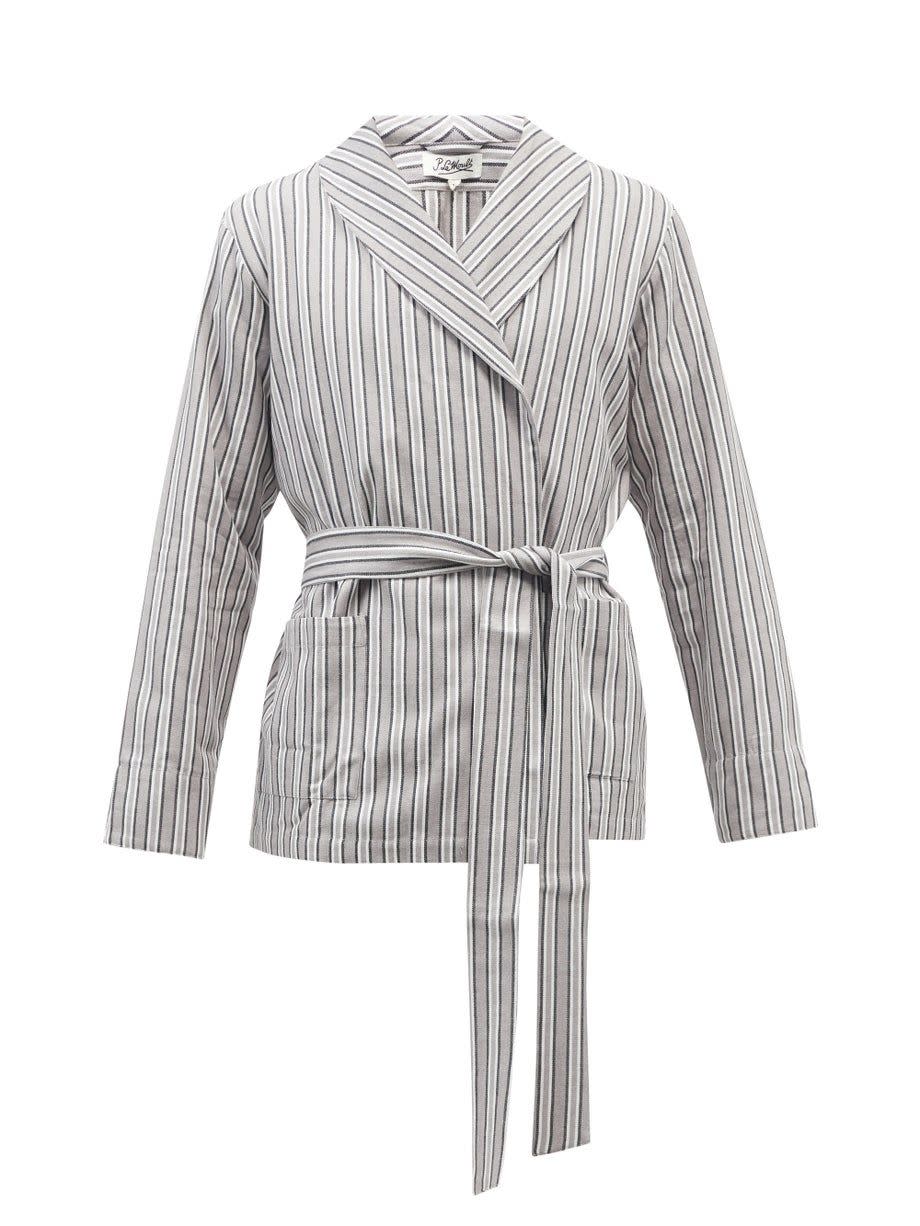 9) Belted Striped Cotton Bathrobe