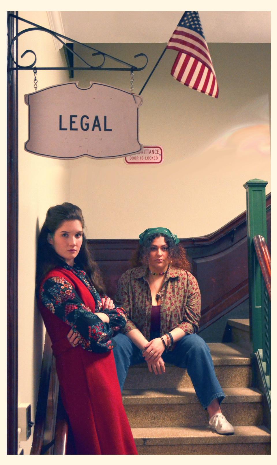 From left to right Krista Farrell and Madison London portray Sarah Weddington and Norma McCorvey respectively in the UNH Theatre & Dance’s production of Roe.
