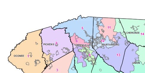  Senate District 12 in the Upstate (S.C. Revenue and Fiscal Affairs map)