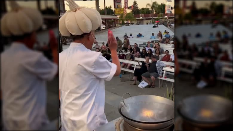 Chef Yan speaking at the Garlic Festival Fresno 2022