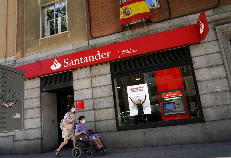 FILE PHOTO: View of Santander financial agency branch in Madrid