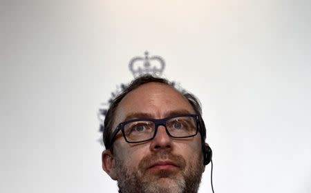 FILE PHOTO: Wikipedia co-founder Jimmy Wales addresses a news conference in Oviedo, northern Spain, October 22, 2015. REUTERS/Vincent West