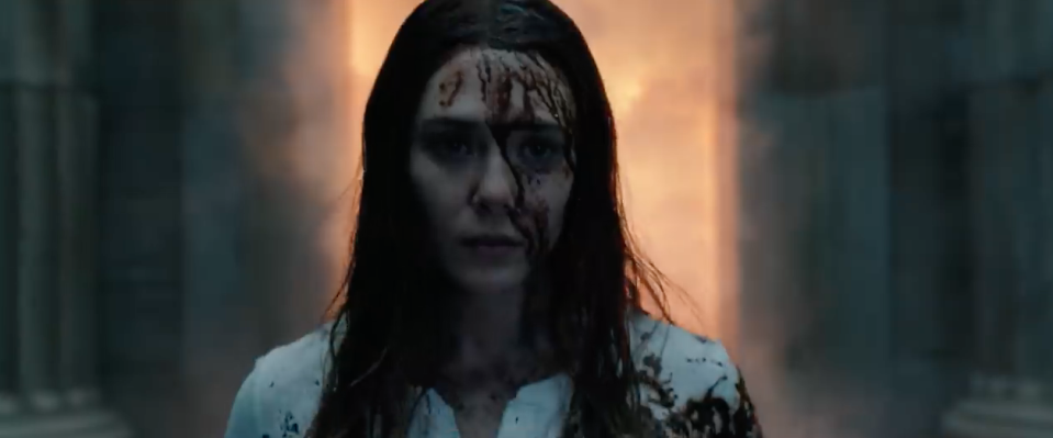 Wanda with blood streaming down her face