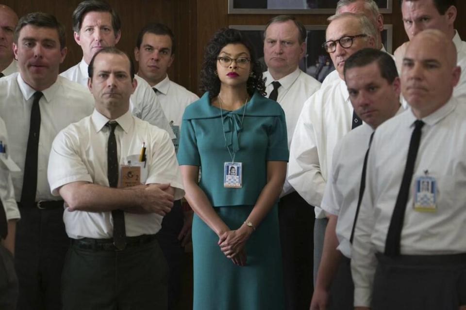 Taraji P. Henson as Katherine Johnson, center, in a scene from ‘Hidden Figures.’ The film tells the real-life story of three Black women whose work for NASA during the time of segregation helped put men on the moon.