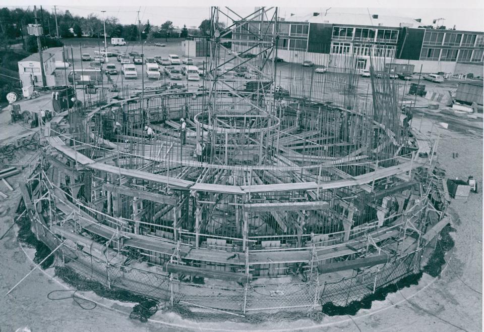 The Cathedral Tower begins to take shape in November 1971 off State Road in Northampton Township (now Cuyahoga Falls).
