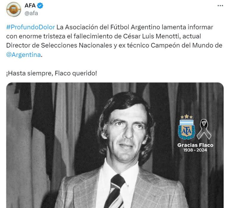 César Luis Menotti falleció a los 85 años