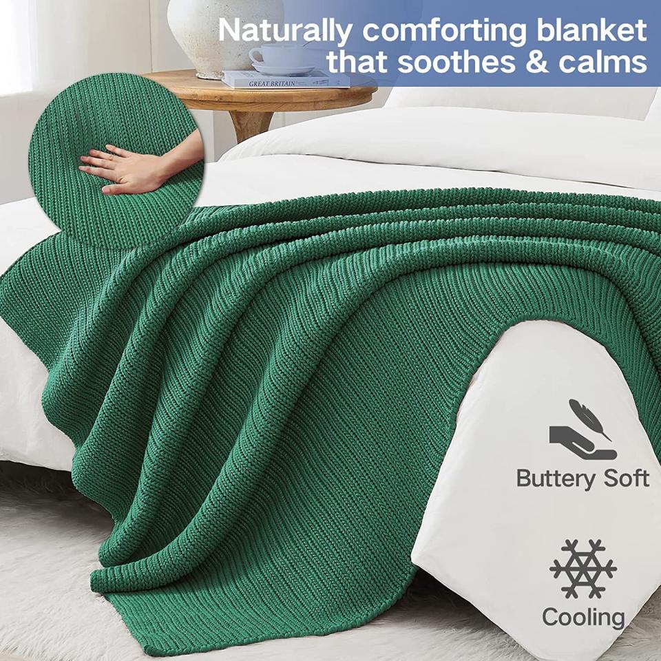 A smaller, tight knit makes this weighted blanket look like your grandma made it for you (in a good way). It comes in 11 bright and neutral colors in eight size and weight options, from 5 to 20 pounds. The knit makes it super breathable and distributes the weight evenly over your body, keeping you super supported and snuggly without being too hot. Promising review: 