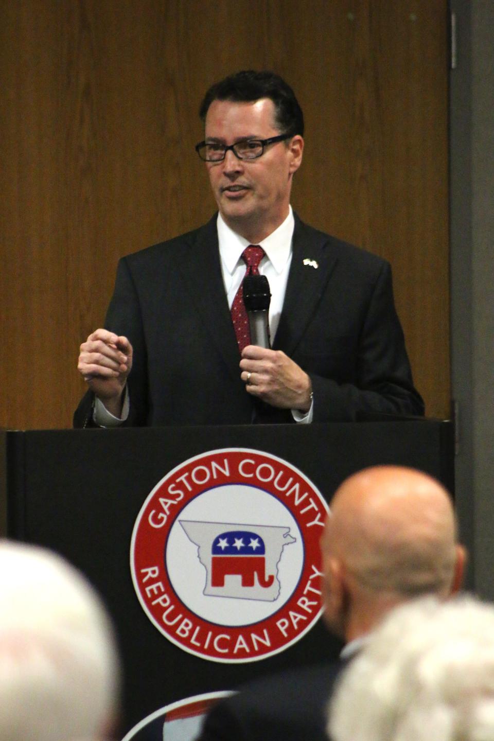 District Court Judge Craig Collins speaks at a Republican Party event in this Gazette file photograph.