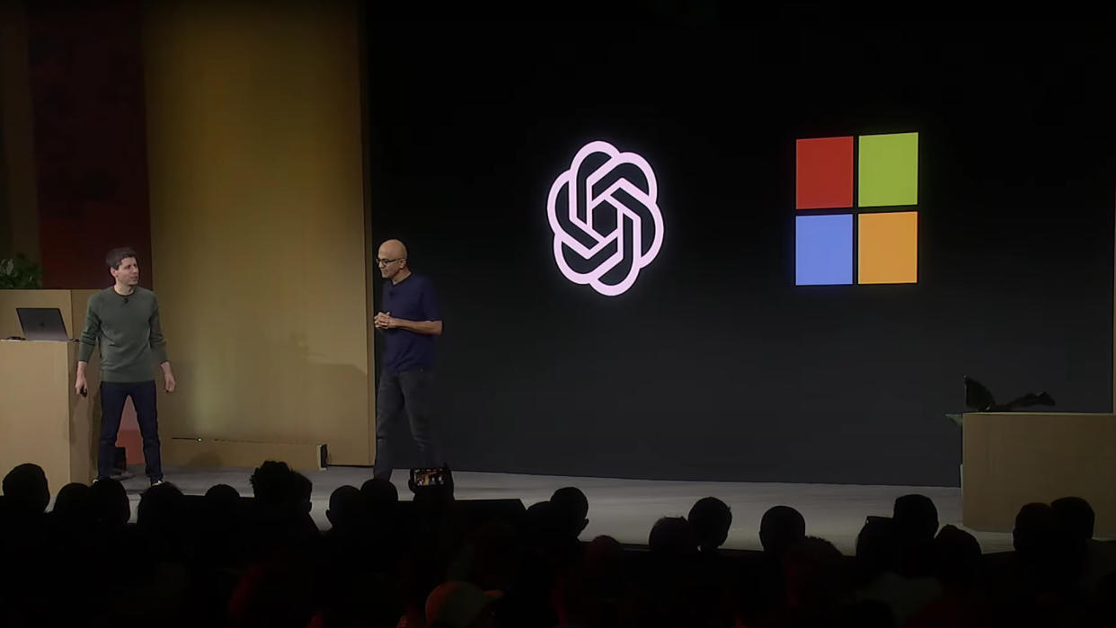  Satya Nadella and Sam Altman at OpenAI Dev Day. 