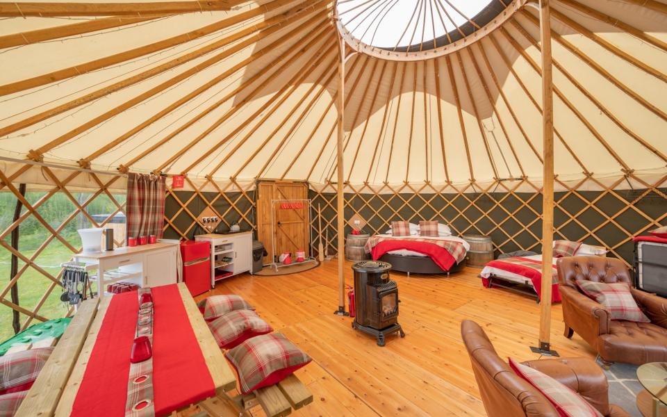 Inside a yurt at Alexander House