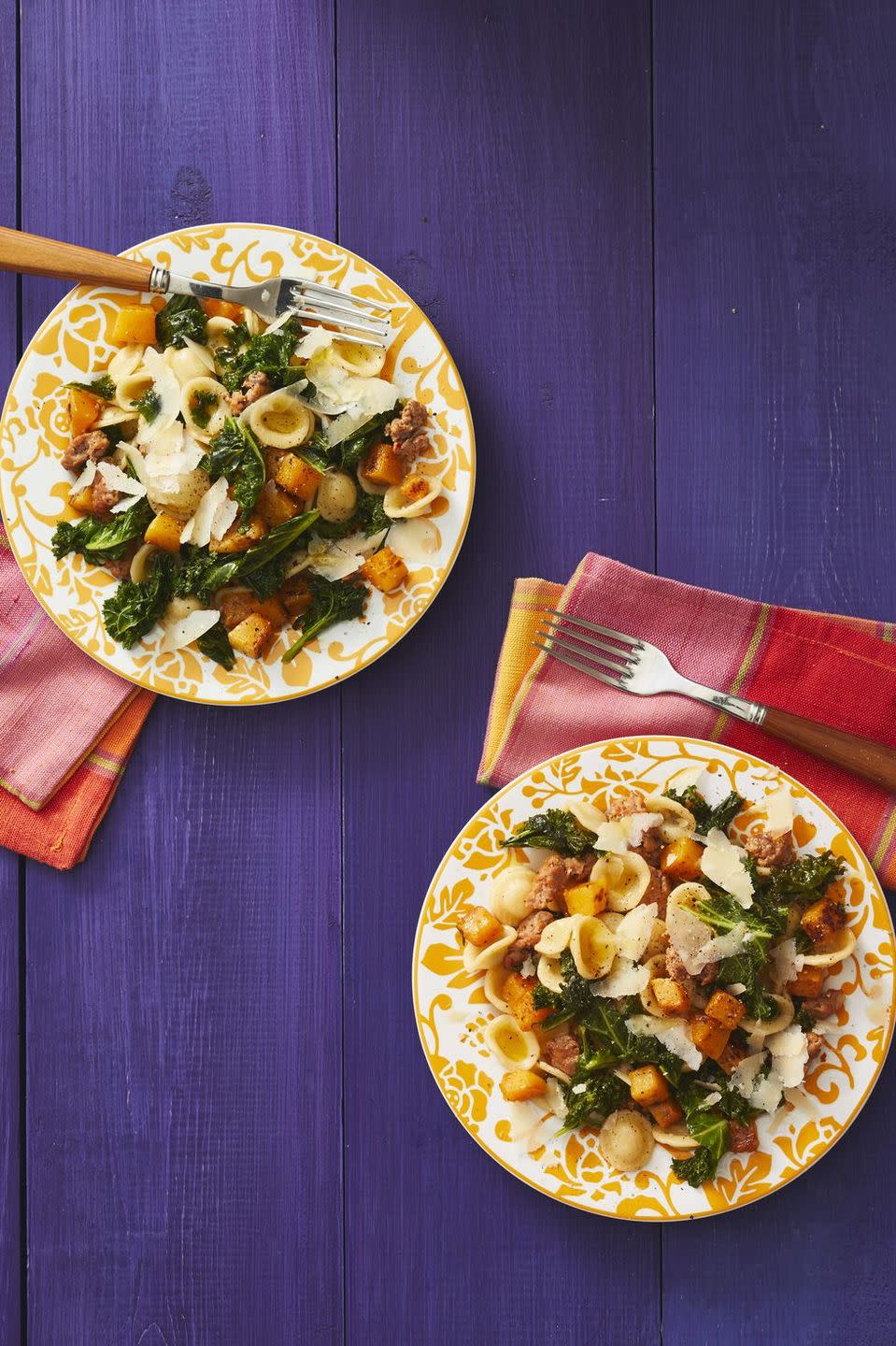 Orecchiette with Butternut Squash, Kale, and Sausage